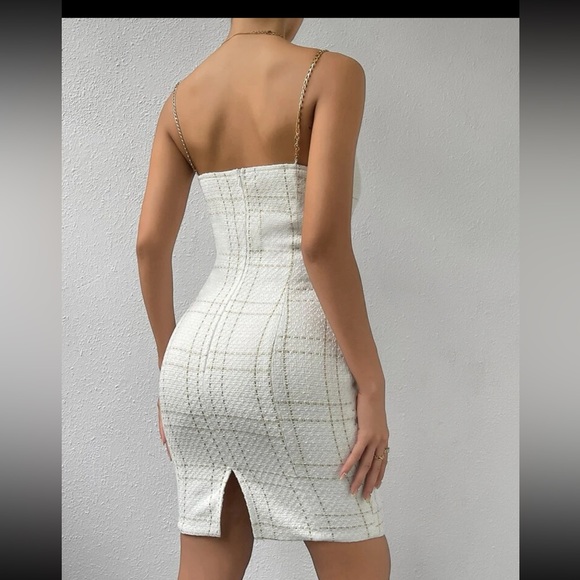Plaid Chain Strap Cami Bodycon Mini Dress - Picture 6 of 10